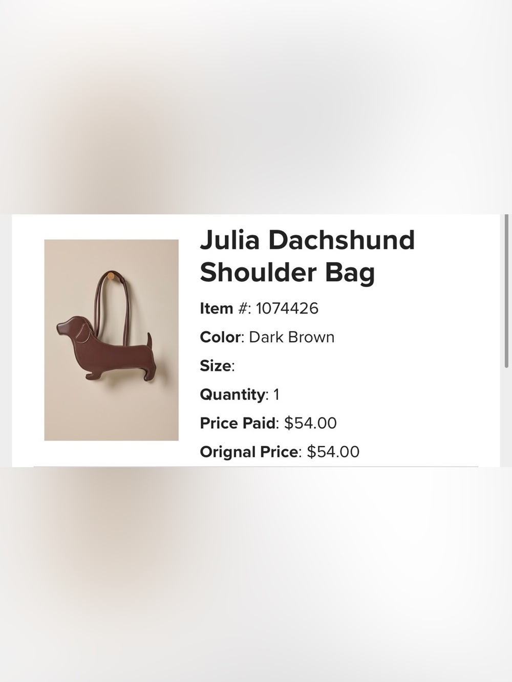 Francesca's Collections Julia Dachshund Shoulder Bag in Dark Brown
